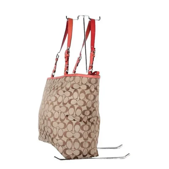 Coach Unisex Large Tan Orange Signature Hamptons Book Tote Bag Monogram Purse - Picture 10 of 12